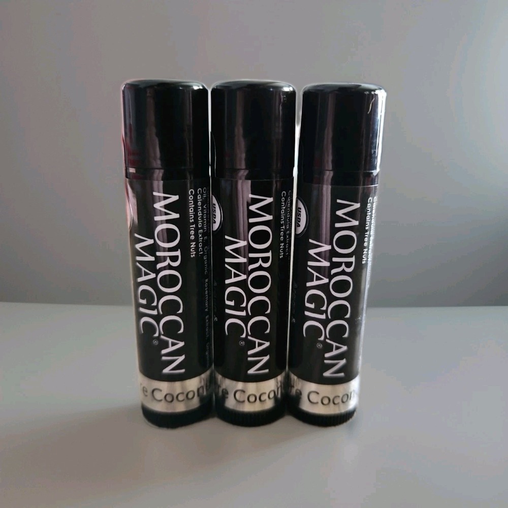 Moroccan Magic Argan Essential Oil Lip Balm | Pure Coconut | Sealed Lot Of 3